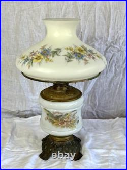 Aladdin Kerosene Oil Lamp White Floral Glass Shade/ Chimney Antique Hurricane