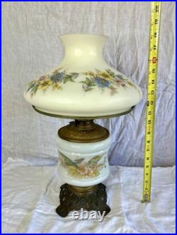 Aladdin Kerosene Oil Lamp White Floral Glass Shade/ Chimney Antique Hurricane