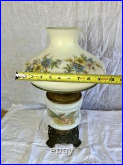 Aladdin Kerosene Oil Lamp White Floral Glass Shade/ Chimney Antique Hurricane