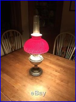 Aladdin Kerosene Oil Lamp With Glass Shade& Chimney Excellent Working Condition