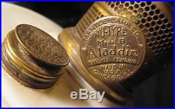 Aladdin Kerosene Oil White Lamp Font Model B Brass Burner 10 Inch Shade Holder