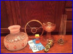 Aladdin Kerosene Table Lamp Pink Lincoln Drape Base Rose Shade 24 Tall Vintage