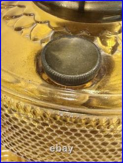 Aladdin Kerosene oil lamp 106 Amber Colonial glass, used A burner, Glass Chimney
