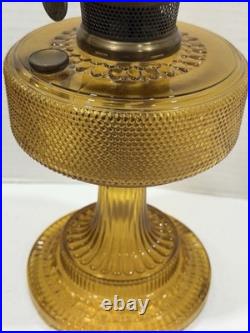 Aladdin Kerosene oil lamp 106 Amber Colonial glass, used A burner, Glass Chimney