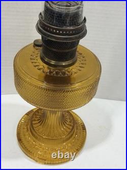 Aladdin Kerosene oil lamp 106 Amber Colonial glass, used A burner, Glass Chimney