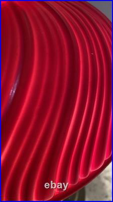 Aladdin Kerosine Converted Brass Base Red Fluted Glass Shade 23inches high #11