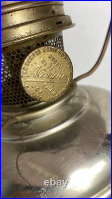 Aladdin Kerosine Converted Brass Base Red Fluted Glass Shade 23inches high #11