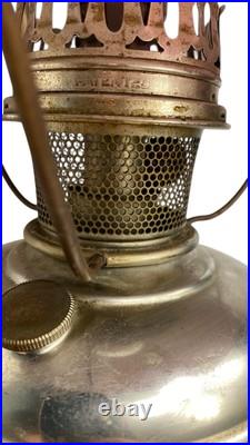 Aladdin Kerosine Converted Brass Base Red Fluted Glass Shade 23inches high #11