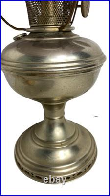 Aladdin Kerosine Converted Brass Base Red Fluted Glass Shade 23inches high #11