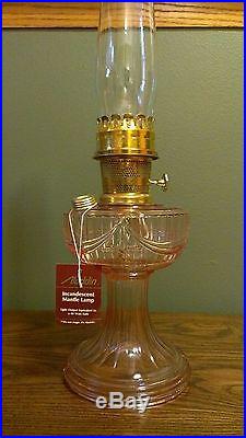 Aladdin Lamp 1997 Lincoln Drape Pink Glass Unused Complete in Box Model 23