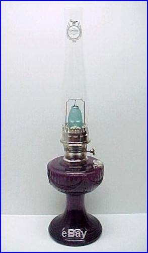Aladdin Lamp Amethyst Glass Lincoln Drape Kerosene Oil Nickel Chimney Mantle New