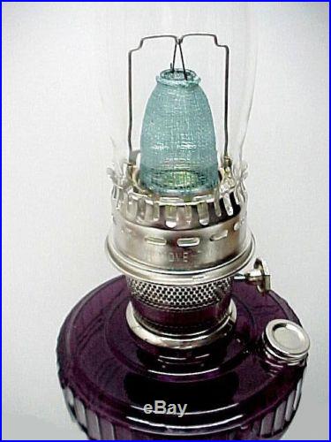 Aladdin Lamp Amethyst Glass Lincoln Drape Kerosene Oil Nickel Chimney Mantle New