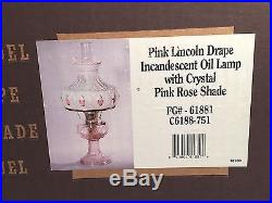 Aladdin Lamp Co, Pink Short Lincoln Drape, Electric Burner with Shade, NIB 1993