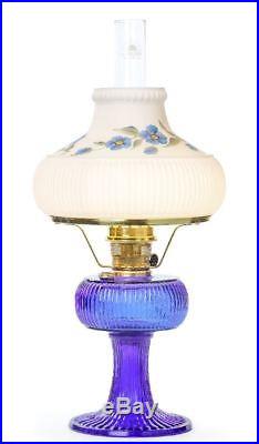 Aladdin Lamp Cobalt Blue Glass Grand Vertique, Brass, with Blue Cosmos Shade