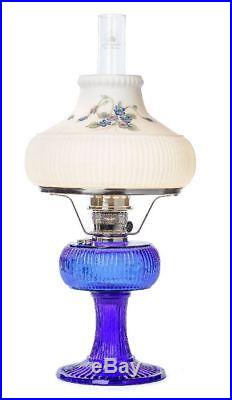Aladdin Lamp Cobalt Blue Glass Grand Vertique, Nickel, with Blue Violets Shade