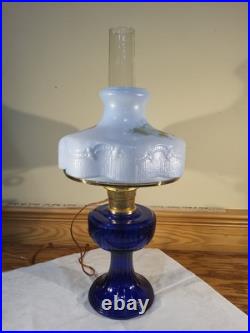 Aladdin Lamp Cobalt Blue Short Lincoln Drape Lamp Brass Electric 201 Shade