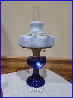 Aladdin Lamp Cobalt Blue Short Lincoln Drape Lamp Brass Electric 201 Shade