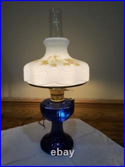 Aladdin Lamp Cobalt Blue Short Lincoln Drape Lamp Brass Electric 201 Shade