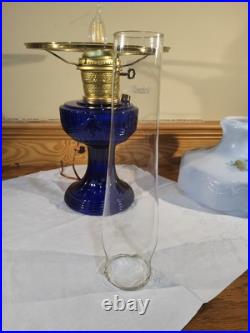 Aladdin Lamp Cobalt Blue Short Lincoln Drape Lamp Brass Electric 201 Shade