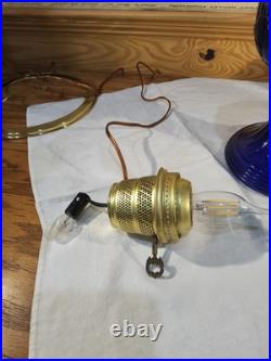 Aladdin Lamp Cobalt Blue Short Lincoln Drape Lamp Brass Electric 201 Shade