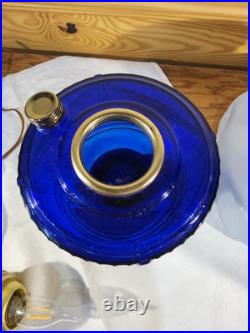 Aladdin Lamp Cobalt Blue Short Lincoln Drape Lamp Brass Electric 201 Shade
