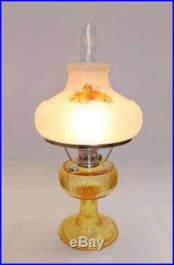 Aladdin Lamp Company Honey Amber Glass Grand Vertique Fall Floral Mums Shade #10
