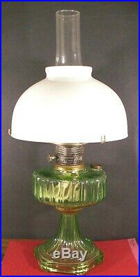 Aladdin Lamp Green Corinthian 23 Burner Kerosine Oil Glass Table Lamp 10 Shade