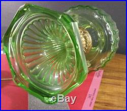 Aladdin Lamp Green Corinthian 23 Burner Kerosine Oil Glass Table Lamp 10 Shade