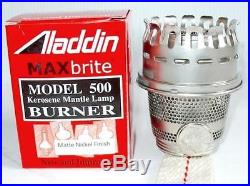 Aladdin Lamp MaxBrite 500 Burner Matte Nickel Heelless Gallery Kerosene Oil