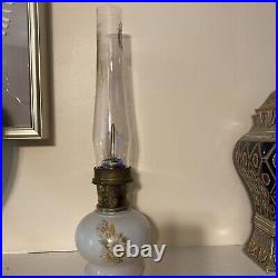 Aladdin Lamp Milk Glass American Classic Oil Model 23 flower daisy decal