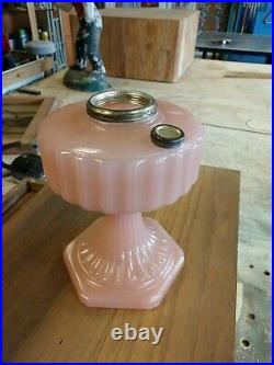 Aladdin Lamp Moonstone Pink Rose Corinthian Glass Lamp Base only Super Nice