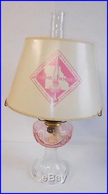 Aladdin Lamp Pink over Clear Lincoln Drape with Aladdin Knights Parchment Shade