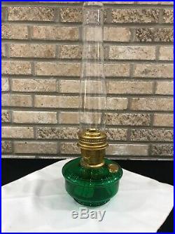 Aladdin Lamps Genie III Hunter Green Brass Model 23 Kerosene With Chimney