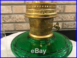 Aladdin Lamps Genie III Hunter Green Brass Model 23 Kerosene With Chimney
