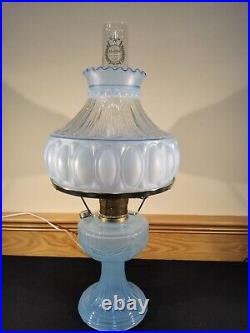 Aladdin Limited Edition Baby Blue Moonstone Short Lincoln Drape Electrified Lamp