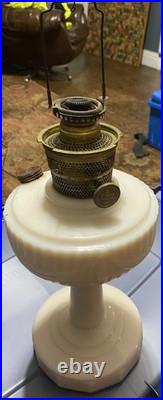 Aladdin Lincoln Drape Alacite Glass Kerosene Oil Lamp NuType B Pink Tone