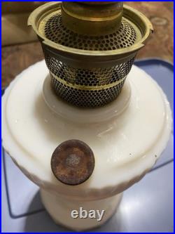 Aladdin Lincoln Drape Alacite Glass Kerosene Oil Lamp NuType B Pink Tone