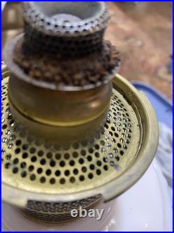 Aladdin Lincoln Drape Alacite Glass Kerosene Oil Lamp NuType B Pink Tone