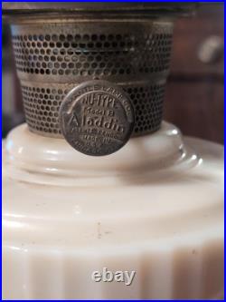 Aladdin Lincoln Drape Alacite Glass Kerosene Oil Lamp NuType B Pink Tone