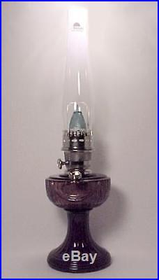 Aladdin Lincoln Drape Amethyst Glass Kerosene Oil Lamp Nickel Chimney Mantle New