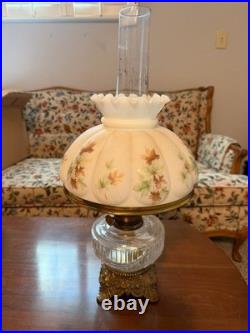 Aladdin Lincoln Drape Clear Glass Oil Lamp with #23 Burner & Shade Very Nice