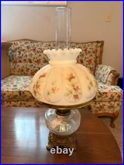 Aladdin Lincoln Drape Clear Glass Oil Lamp with #23 Burner & Shade Very Nice