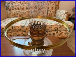 Aladdin Lincoln Drape Clear Glass Oil Lamp with #23 Burner & Shade Very Nice