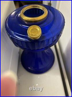 Aladdin Lincoln Drape Cobalt Blue Kerosene/ Oil Mantle Lamp With Brass Burner