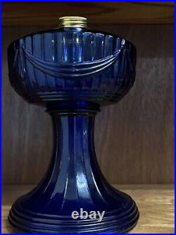 Aladdin Lincoln Drape Cobalt Blue Kerosene/ Oil Mantle Lamp With Brass Burner