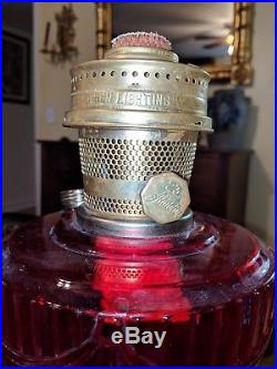 Aladdin Lincoln Drape Kerosene Oil Lamp 1979 Red w Burner