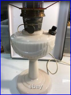 Aladdin Lincoln Drape Model B Lamp Electrified With Ruby Red Quilted Lamp Shade