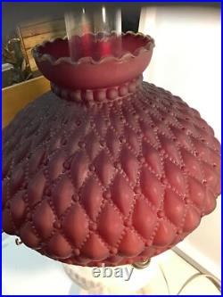 Aladdin Lincoln Drape Model B Lamp Electrified With Ruby Red Quilted Lamp Shade