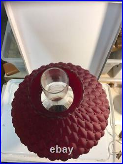 Aladdin Lincoln Drape Model B Lamp Electrified With Ruby Red Quilted Lamp Shade