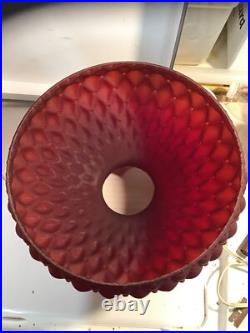 Aladdin Lincoln Drape Model B Lamp Electrified With Ruby Red Quilted Lamp Shade